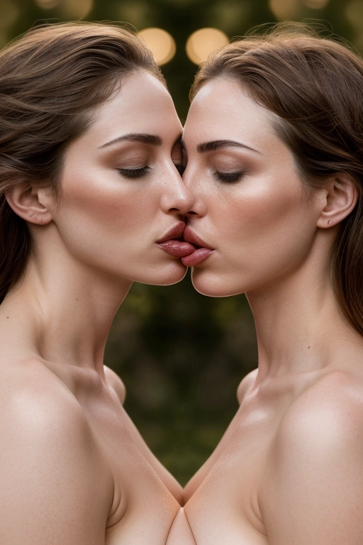 nude women kissing women