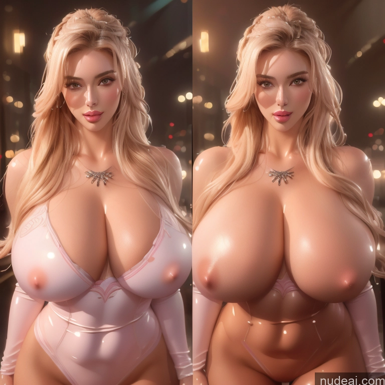 Several Two Busty Huge Boobs Bimbo Gym Fake Breasts T-pose Detailed Onoff Pubic Hair