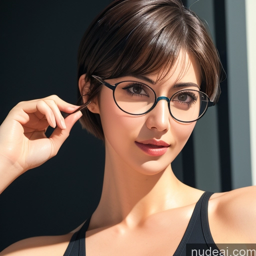 Sorority Glasses Abs Pubic Hair Short Hair 50s Brunette Bobcut Persian Nude Busty Thick