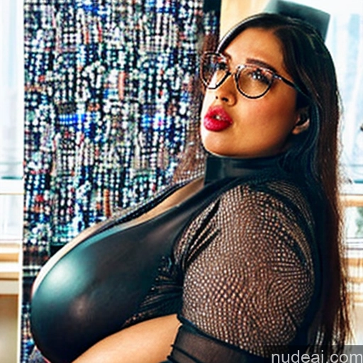 Woman Huge Boobs Glasses Big Ass Fat Thick Chubby Big Hips Tall Dark Skin Pregnant 30s Ahegao Indian Japanese Front View Side View Back View Close-up View Transparent