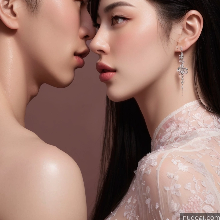 Asian Fellatio (Side View) Two Woman + Man