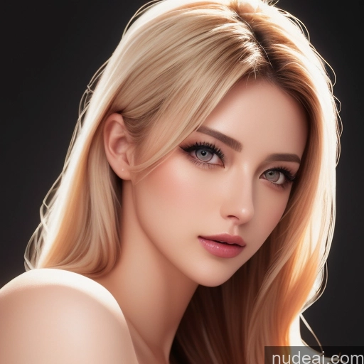 Woman One Skinny Fairer Skin Beautiful 20s 30s Blonde White Swedish Soft + Warm Front View Topless