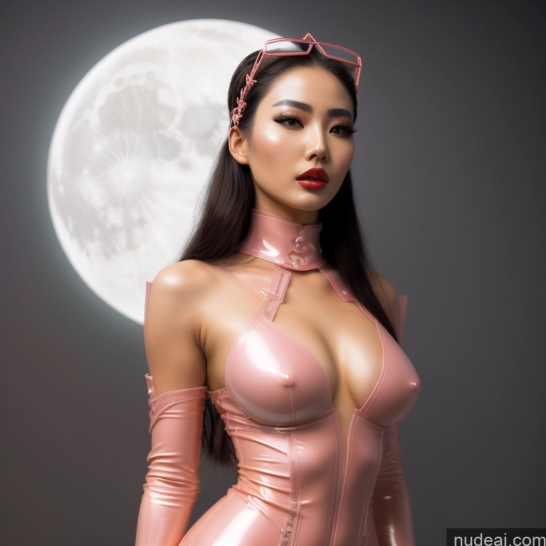 Asian Skin Detail (beta) Detailed Front View Lipstick Perfect Boobs Lingerie Model Small Ass Beautiful Soft + Warm Futuristic Moon Dark_Fantasy_Style Blonde