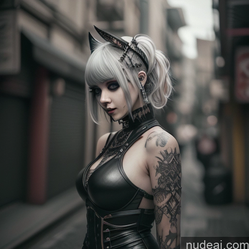 Fake Breasts Gothic Punk Girl