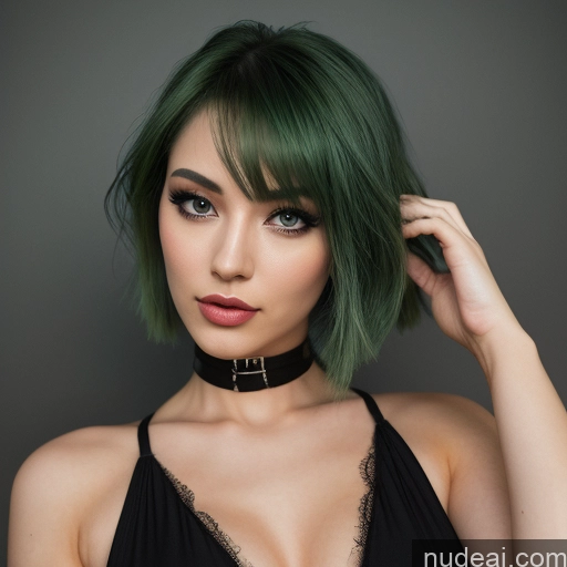 ai nude image of pics of 1girl Green Hair Choker
