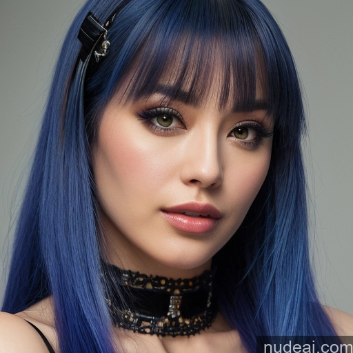 related ai porn images free for 1girl Choker Blue Hair