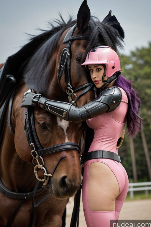 ai nude image of pics of Wooden Horse Equitation Perfect Body 1girl SuperMecha: A-Mecha Musume A素体机娘 Purple Hair