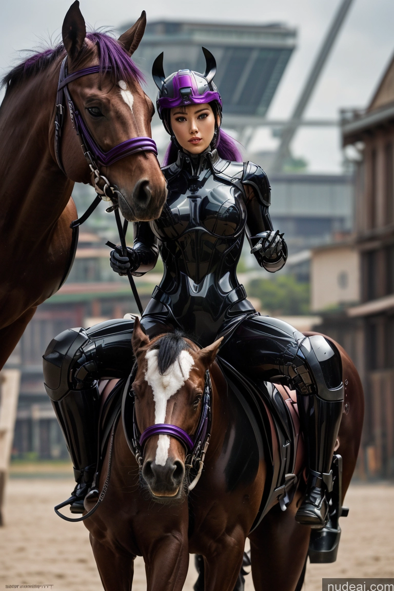 ai nude image of pics of Wooden Horse Equitation Perfect Body 1girl SuperMecha: A-Mecha Musume A素体机娘 Purple Hair