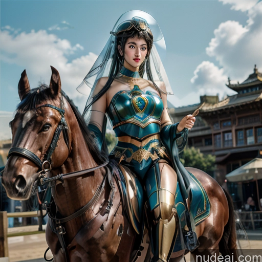 Equitation Vintage SuperMecha: A-Mecha Musume A素体机娘 Blue Hair Green Hair Purple Hair China Goddess Fashion
