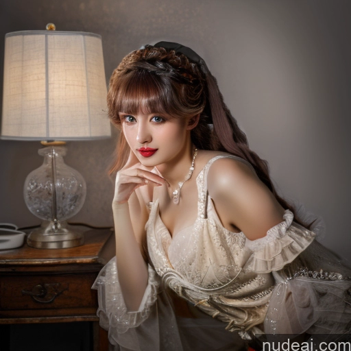 1girl Hu Tao: Genshin Impact Cosplayers Modern Victorian Fashion Dress Floral Style V3