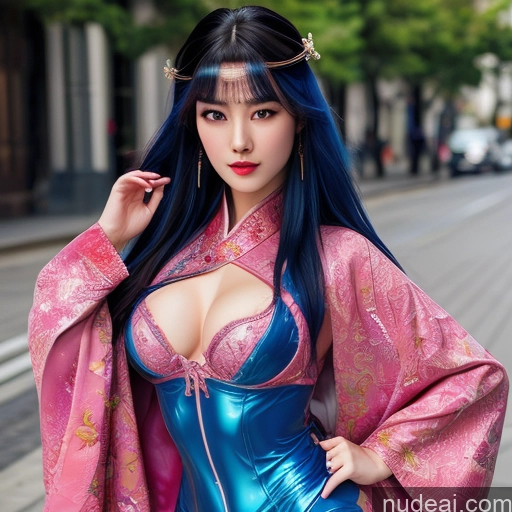 related ai porn images free for 1girl Kimono MuQingQing Blue Hair