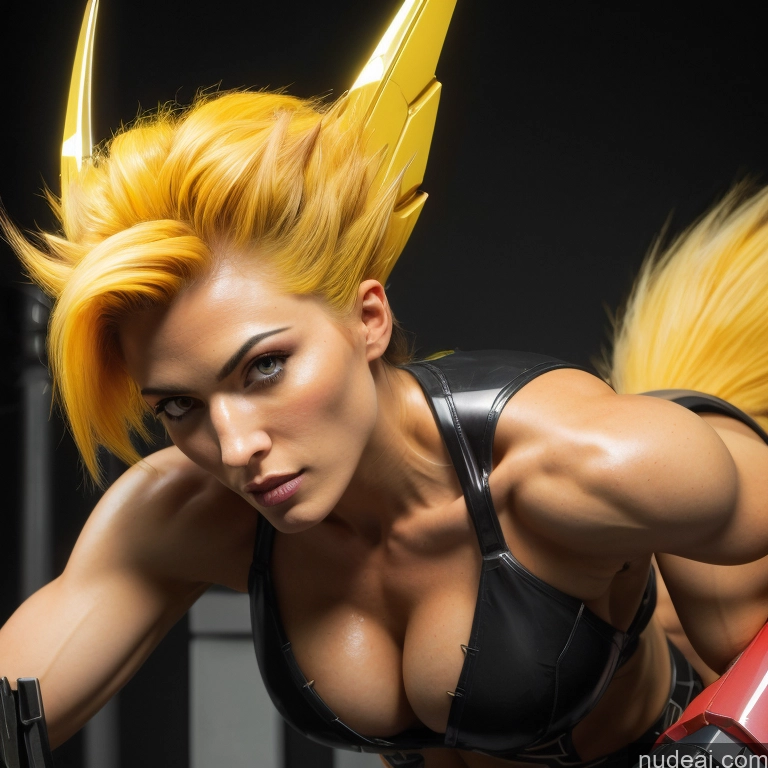 related ai porn images free for SuperMecha: A-Mecha Musume A素体机娘 Super Saiyan Super Saiyan 4 Woman Bodybuilder Busty Front View Abs Muscular
