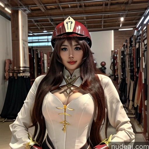 Reitsport perfekte Brüste Hu Tao: Genshin Impact Cosplayer Mädchen Holzpferd Hau