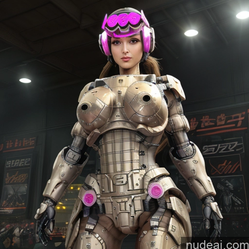 Nude 1girl Busty Mecha Musume + Gundam + Mecha Slider Two Several EdgHalo_armor, Power Armor, Wearing EdgHalo_armor,