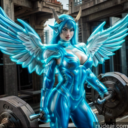 חזה וִיקִינג בונה גוף שריון פנטזיה בעל כנפיים בגדי אורות ניאון: כחולים SuperMech