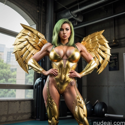 related ai porn images free for Woman Busty Muscular Abs Front View Has Wings Angel Bodybuilder Perfect Boobs Gold Jewelry SuperMecha: A-Mecha Musume A素体机娘 Superhero Persian Green Hair White Hair Ginger Neon Lights Clothes: Red
