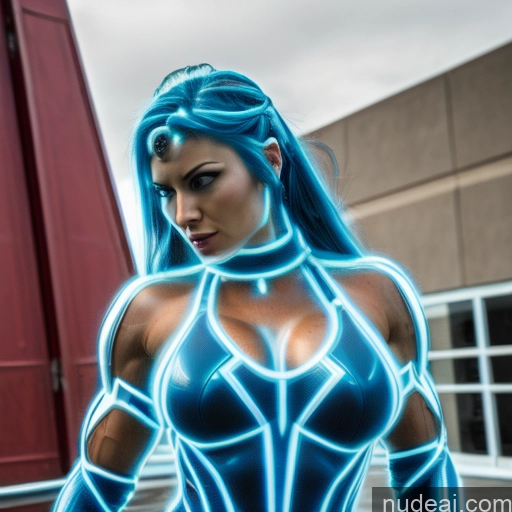 related ai porn images free for Superhero Neon Lights Clothes: Blue Neon Lights Clothes: Purple Woman Bodybuilder Busty Abs Blue Hair Deep Blue Eyes Front View Perfect Boobs Captain Marvel Power Rangers Cosplay SuperMecha: A-Mecha Musume A素体机娘