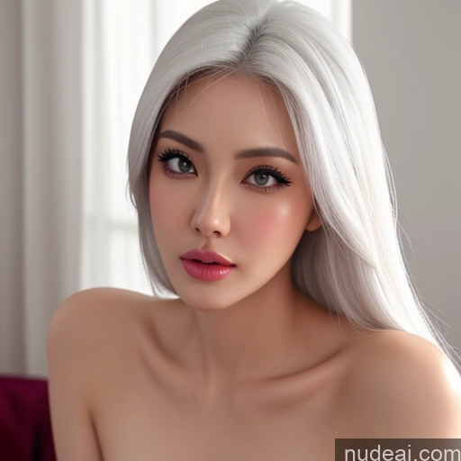 ai nude image of araffed woman with white hair and a pink dress posing for a picture pics of Woman One 40s Front View Nude Big Ass Skinny 50s Pouting Lips Sexy Face White Hair Slicked Indonesian Bedroom Sleeping Cumshot Niqab