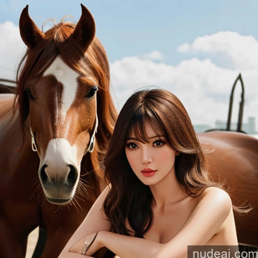 related ai porn images free for Bangs Wavy Hair Wooden Horse Looking At Sky