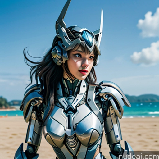 ai nude image of arafed woman in a silver suit on a beach with a sword pics of Nude Bangs Wavy Hair Looking At Sky SSS: A-Mecha Musume A素体机娘 REN: A-Mecha Musume A素体机娘 ARC: A-Mecha Musume A素体机娘