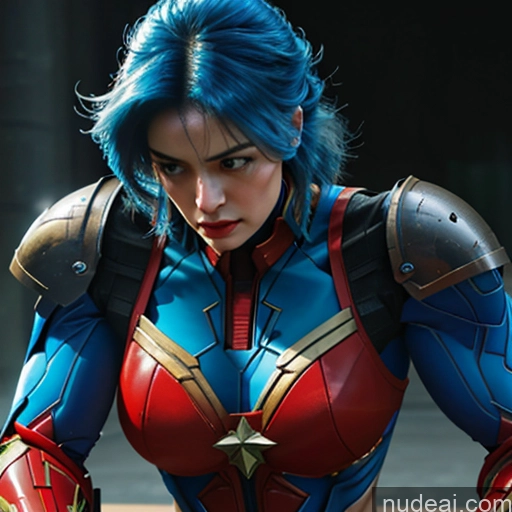 related ai porn images free for Superhero Captain Marvel Woman Busty Perfect Boobs Muscular Abs Bodybuilder Blue Hair Front View SuperMecha: A-Mecha Musume A素体机娘 Battlefield