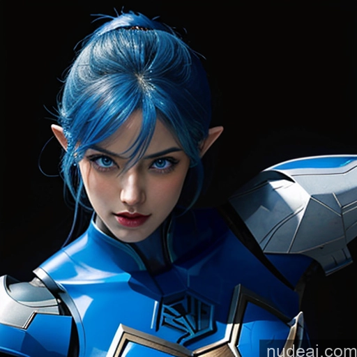 ai nude image of arafed woman with blue hair and a blue costume posing for a picture pics of Woman Bodybuilder Busty Muscular Abs Perfect Boobs Deep Blue Eyes Blue Hair Skin Detail (beta) Front View Cosplay Superhero Detailed SuperMecha: A-Mecha Musume A素体机娘 Captain Marvel