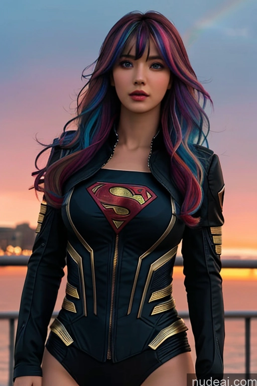 related ai porn images free for Looking At Sky Bangs Wavy Hair Superhero Rainbow Haired Girl