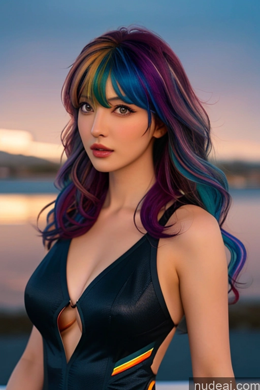 related ai porn images free for Looking At Sky Bangs Wavy Hair Superhero Rainbow Haired Girl