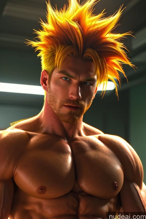 ai nude image of a close up of a man with a mohawk on his head pics of Super Saiyan 4 Super Saiyan Bodybuilder Firefighter