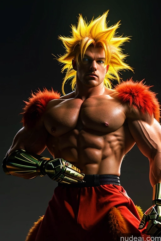 ai nude image of arafed male with a red outfit and a furry tail pics of Super Saiyan 4 Super Saiyan Bodybuilder REN: A-Mecha Musume A素体机娘