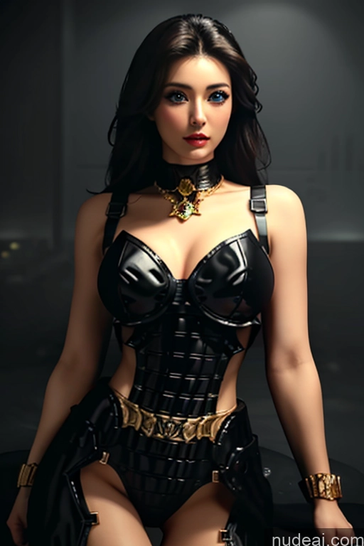 ai nude image of sexy woman in black corset posing in dark room with sword pics of BarbieCore Diamond Jewelry Gold Jewelry EdgHalo_armor, Power Armor, Wearing EdgHalo_armor,