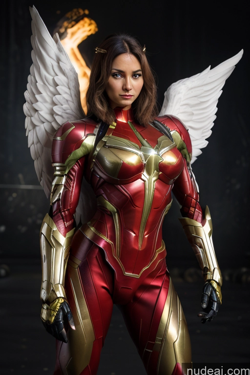 related ai porn images free for Superhero Captain Marvel SuperMecha: A-Mecha Musume A素体机娘 Woman Busty Abs Front View Bodybuilder Muscular Has Wings Angel