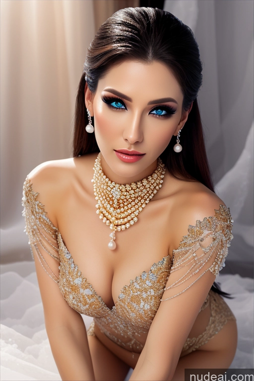 ai nude image of araffe woman in a gold dress with pearls and jewelry pics of Elemental Series - Ice Snow Diamond Jewelry Gold Jewelry Pearl Jewelry Transparent