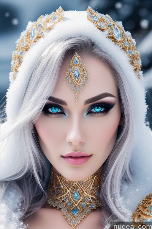 ai nude image of a close up of a woman with a tia on her head pics of Diamond Jewelry Gold Jewelry Elemental Series - Ice Snow Fantasy Armor