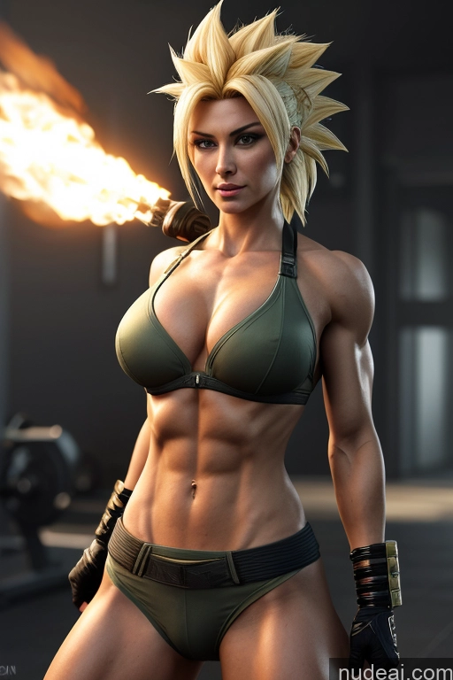 related ai porn images free for Super Saiyan Busty Front View Woman Science Fiction Style Blonde Martial Arts Abs Muscular Battlefield Cosplay Cyborg