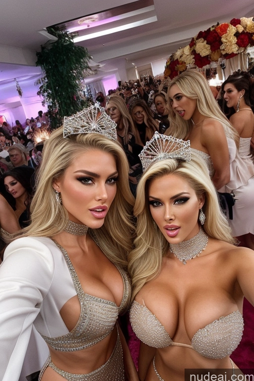 blond Spiegel-Selfie Miss-Universum-Modell zwei Nahaufnahme schockiert Halsband 