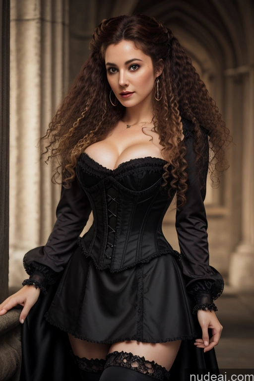 גוֹתִי פנטזיה אפלה שמלת מוסקטר צרפתי בריטי כְּנֵסִיָה ימי הביניים ויקטוריאנית יר