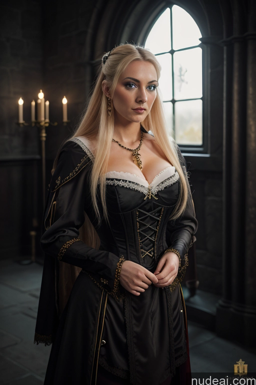 ai nude image of blond woman in medieval dress posing in front of a window pics of Dark Lighting Gold Jewelry French Musketeer Dress Victorian Vampire Satin Corset Dark_Fantasy_Style Swedish Fairer Skin Film Photo Dark Fantasy Church Moon Prison Goth Halloween Medieval White Big Hips Blonde Scandinavian French Busty Wedding Nun Cleavage Alternative Niqab Ponytail Fantasy Style Jeff Easley