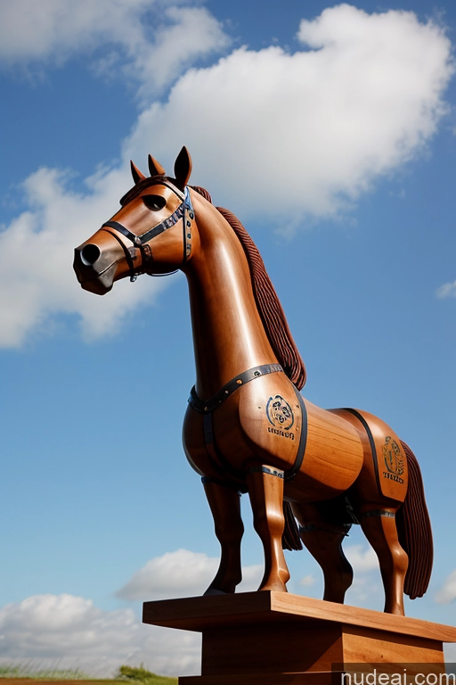 related ai porn images free for Cyborg Wooden Horse Looking At Sky