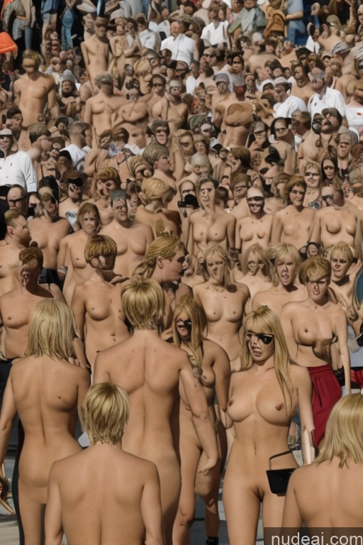 ai nude image of there are many naked people standing in a crowd together pics of Cyborg Rudeus, Blond Hair, Boy Two Several