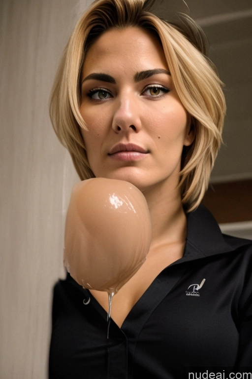 ai nude image of blond woman with a dummy in her hand and a black shirt pics of Rudeus, Blond Hair, Boy 18 Sad Close Up, Extreme Close Up, Dripping Cum