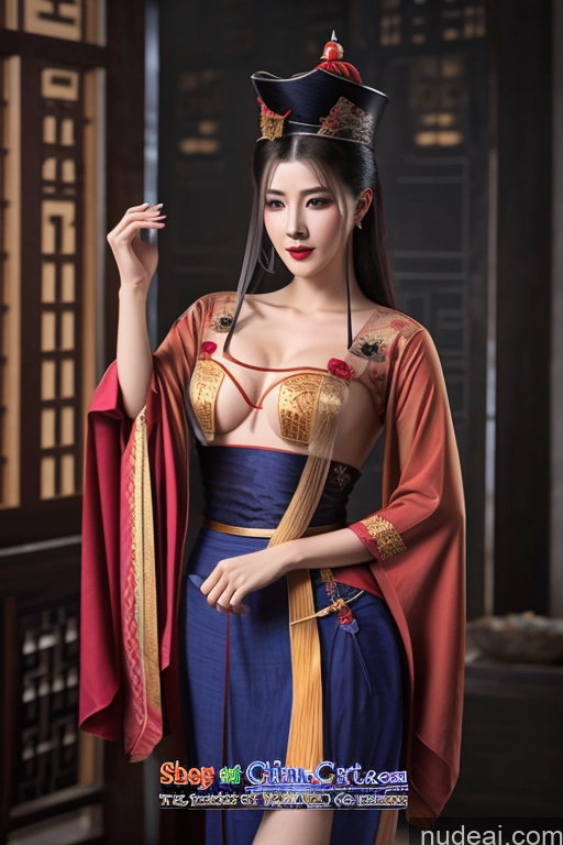 ai nude image of arafed asian woman in a blue and red dress and hat pics of Erotic-Jiangshi-China-Zombie QianYiXue
