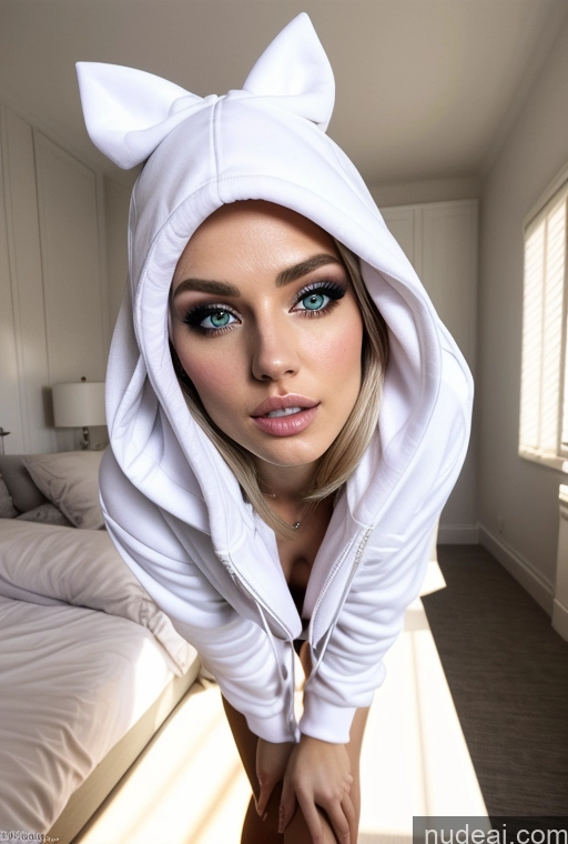 ai nude image of blond woman in white cat costume posing for a picture pics of Woman Pubic Hair 18 Blonde German White Nude Naked Hoodie 裸体卫衣 Detailed Bedroom