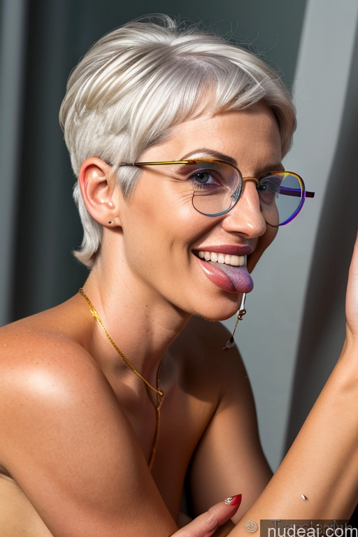 Milf One Small Tits Skinny Glasses Short Hair Fairer Skin Womb Tattoos 逼真私密纹身 80s Sexy Face Happy White Hair Messy British 3d Club Front View Licking My Dick Piercing Tongue Nude High Heels Beer Wine Gold Jewelry Detailed