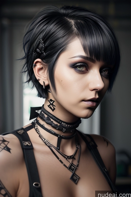 Nahaufnahme Gothic-Punk-Mädchen MILF nackt Regenbogenhaariges Mädchen perfekte B