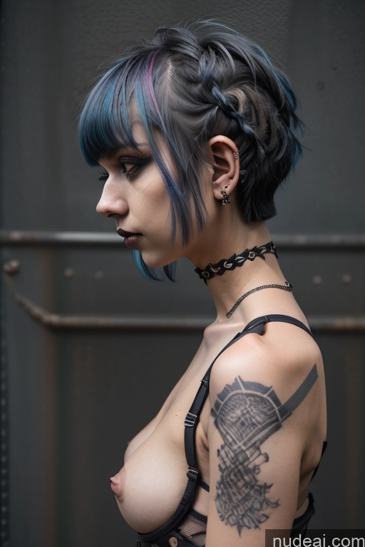 ai nude image of arafed woman with blue hair and tattoos on her chest pics of Nude Close-up View Rainbow Haired Girl Braided Perfect Boobs Short Hair Gothic Punk Girl Milf EdgHentai Lingerie