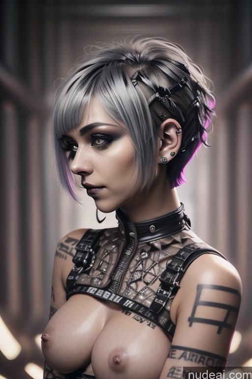 ai nude image of a close up of a woman with a tattoo on her chest pics of Nude Close-up View Rainbow Haired Girl Braided Perfect Boobs Short Hair Gothic Punk Girl Milf PinkBodysuitShrugClothing