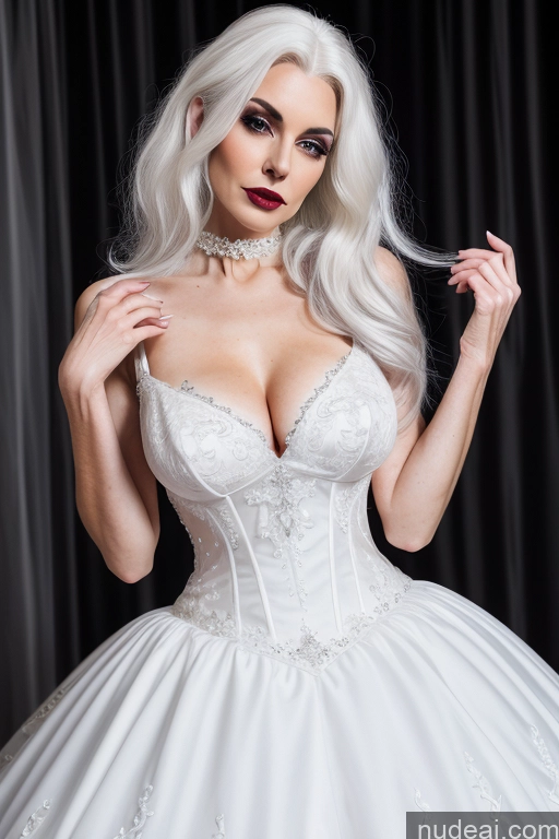 Woman One Perfect Boobs Skinny 80s White Hair White Goth Gals V2
