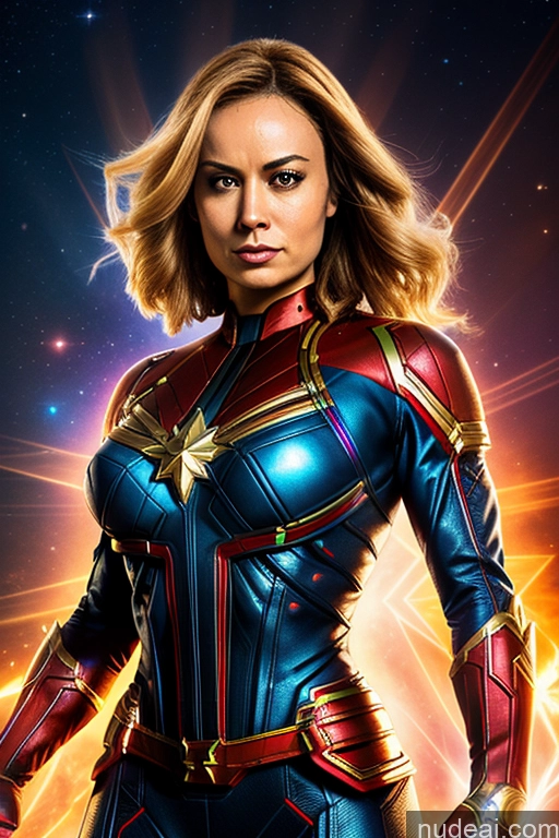 related ai porn images free for Busty Superhero Cosplay Captain Marvel Superheroine Muscular Science Fiction Style Space Dynamic View Heat Vision Neon Lights Clothes: Red Powering Up