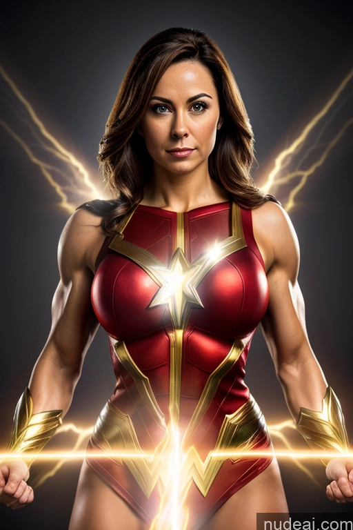 related ai porn images free for Front View Muscular Superhero Cosplay Busty Powering Up Mary Thunderbolt